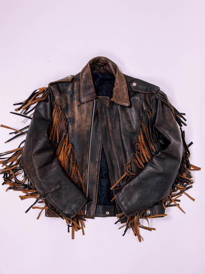 Western Leather Fringe Jacket – Vintage Cowboy Style | Genuine Leather