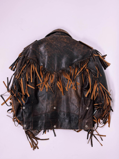 Western Leather Fringe Jacket – Vintage Cowboy Style | Genuine Leather