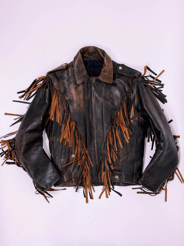 Western Leather Fringe Jacket – Vintage Cowboy Style | Genuine Leather