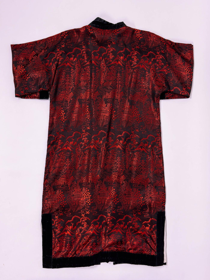 Traditional Japanese Coat – Embroidered Satin Jacket with Knot Buttons