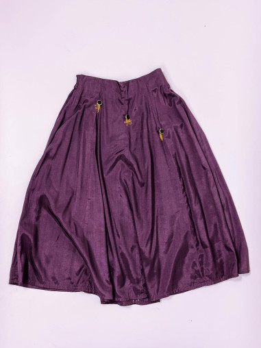Vintage Purple Midi Skirt M – Elegant Retro Piece