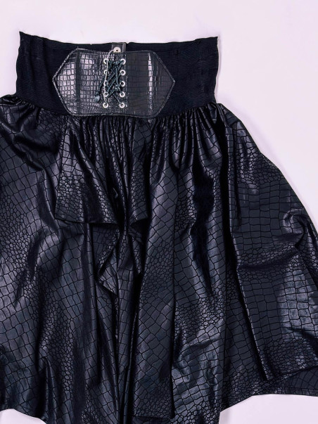 Vintage Black Skirt with Corset Waist – Gothic Rock Retro Style