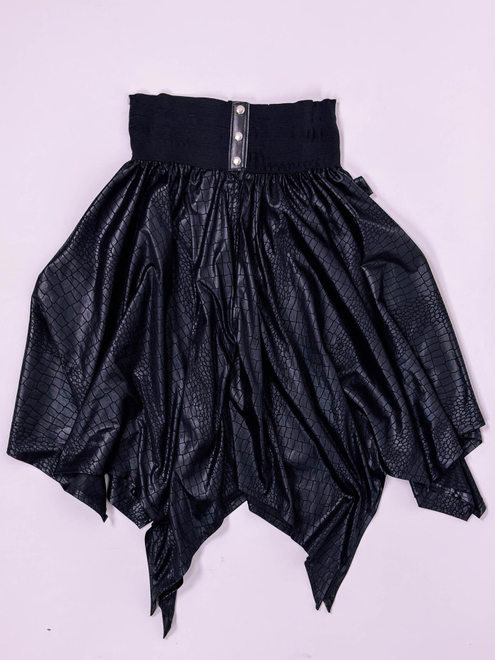 Vintage Black Skirt with Corset Waist – Gothic Rock Retro Style