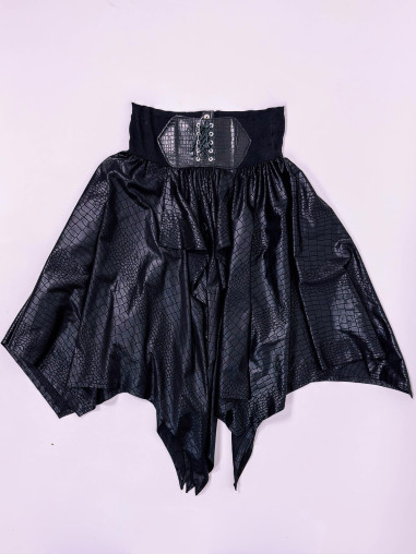 Vintage Black Skirt with Corset Waist – Gothic Rock Retro Style