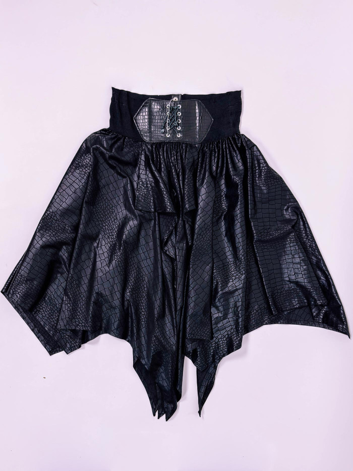 Vintage Black Skirt with Corset Waist – Gothic Rock Retro Style