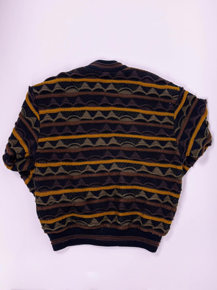 Vintage patterned jacket XL – suede & wool mix