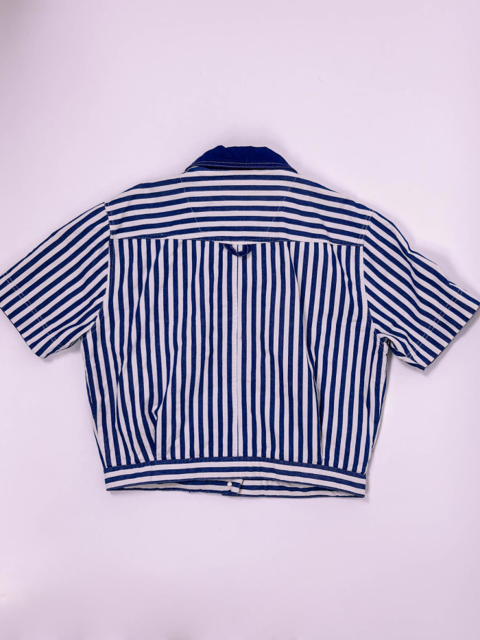 Vintage Striped Denim Jacket - L