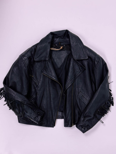 Western Leather Fringe Jacket – Vintage Cowboy Style | Real Leather