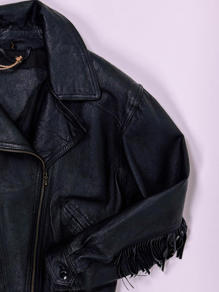 Western Leather Fringe Jacket – Vintage Cowboy Style | Real Leather