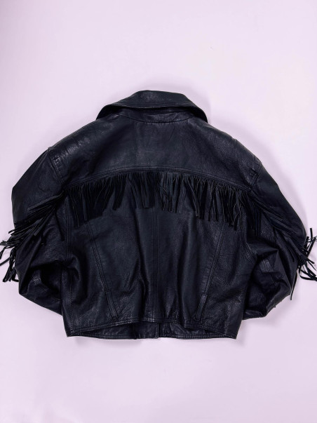 Western Leather Fringe Jacket – Vintage Cowboy Style | Real Leather