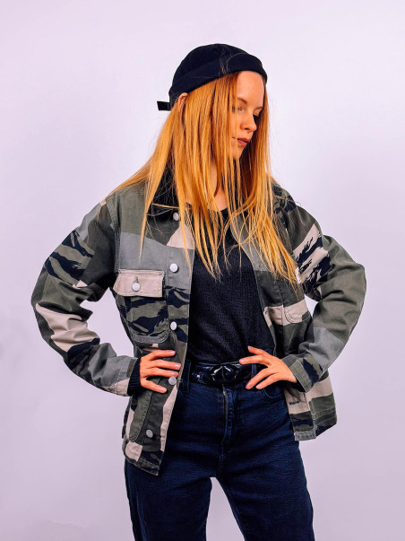 Carhartt WIP Michigan Jacket – Tiger Camo Patchwork - S