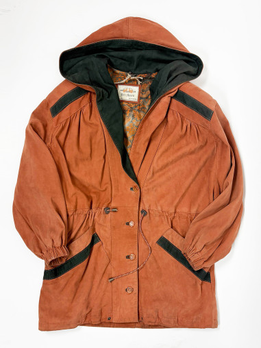 Vintage Rust Brown Hooded Suede Jacket - M/L