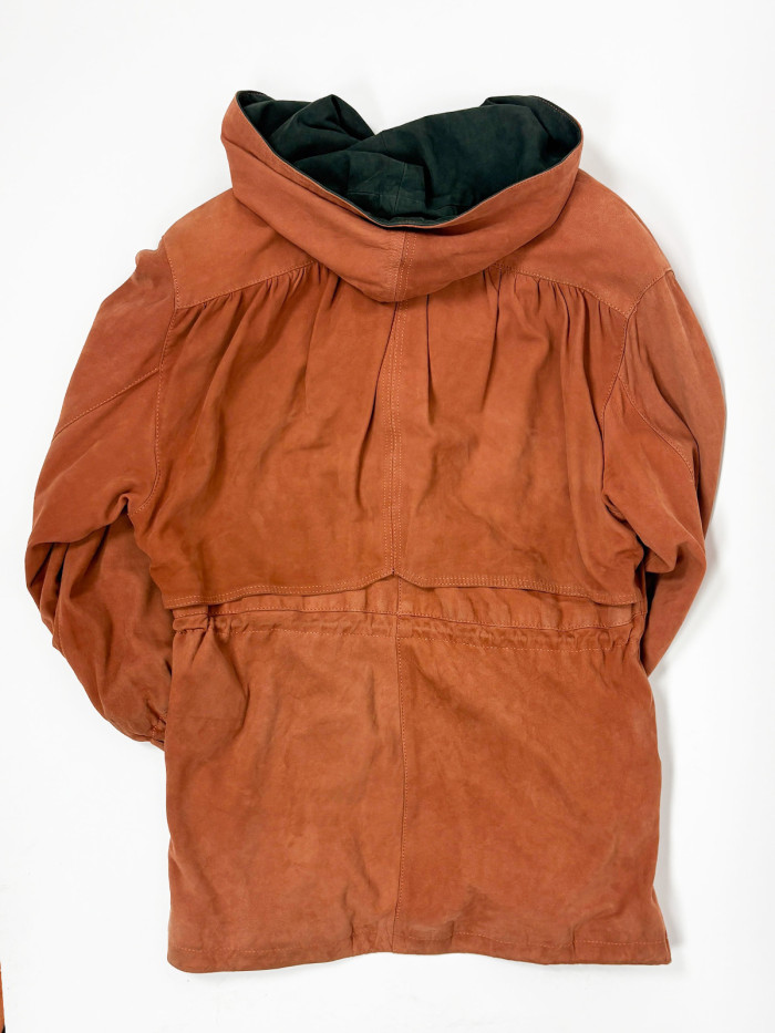 Vintage Rust Brown Hooded Suede Jacket - M/L