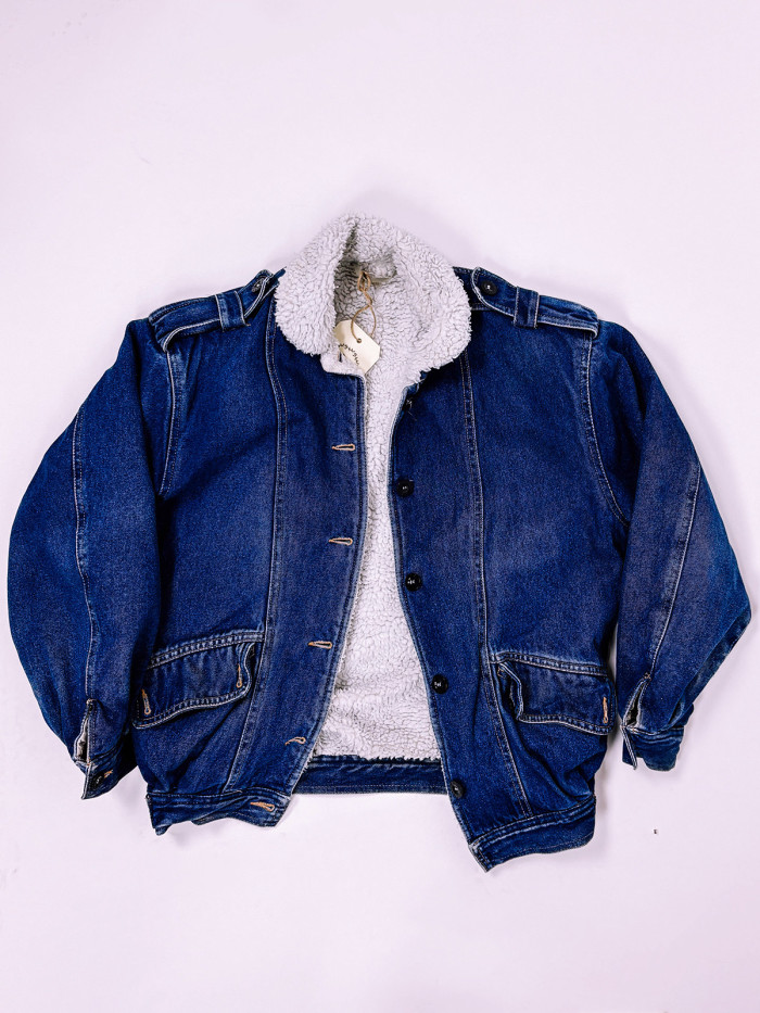 Winter Vintage Lined Denim Jacket Woman- L