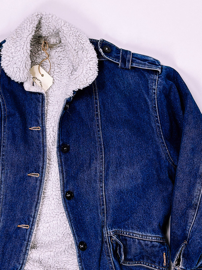 Winter Vintage Lined Denim Jacket Woman- L