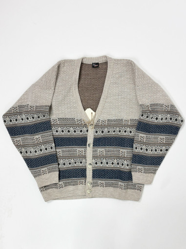 Vintage  Wool Geometric Knit Cardigan - oversized XL