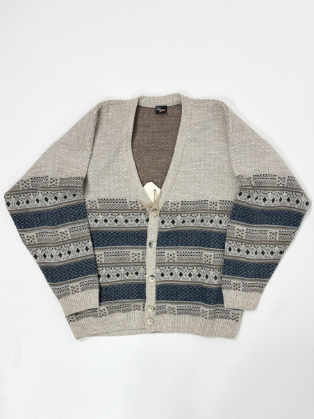 Vintage  Wool Geometric Knit Cardigan - oversized XL