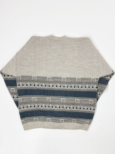 Vintage  Wool Geometric Knit Cardigan - oversized XL