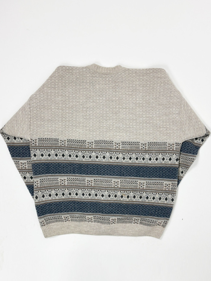 Vintage  Wool Geometric Knit Cardigan - oversized XL