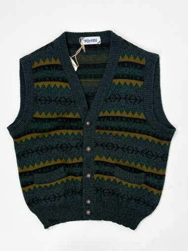 Vintage Geometric Knit Vest - oversized XL