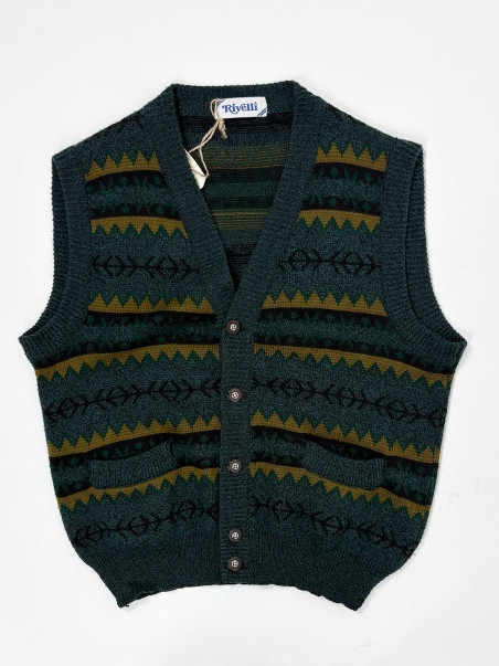 Vintage Geometric Knit Vest - oversized XL