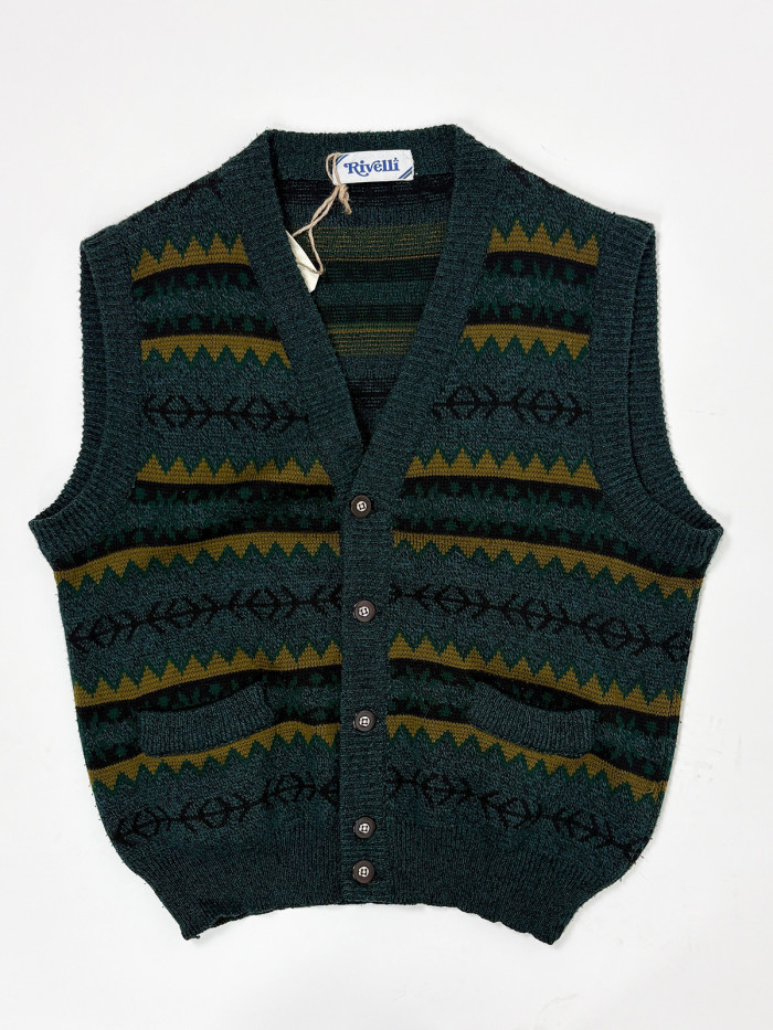 Vintage Geometric Knit Vest - oversized XL
