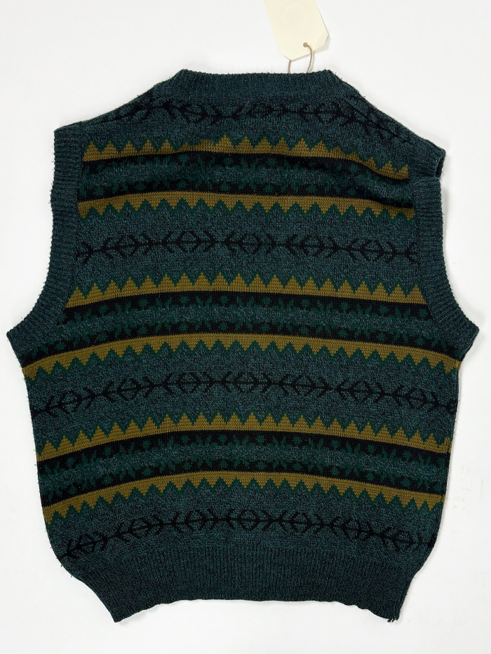 Vintage Geometric Knit Vest - oversized XL