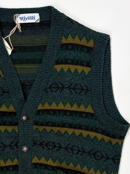 Vintage Geometric Knit Vest - oversized XL