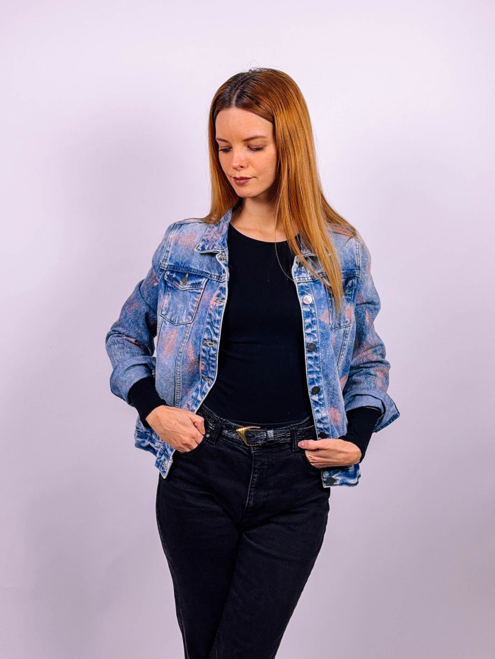 Customized Denim Jacket "Miluj koho chceš" - S