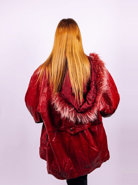 Vintage Leather Parka Red - UNI