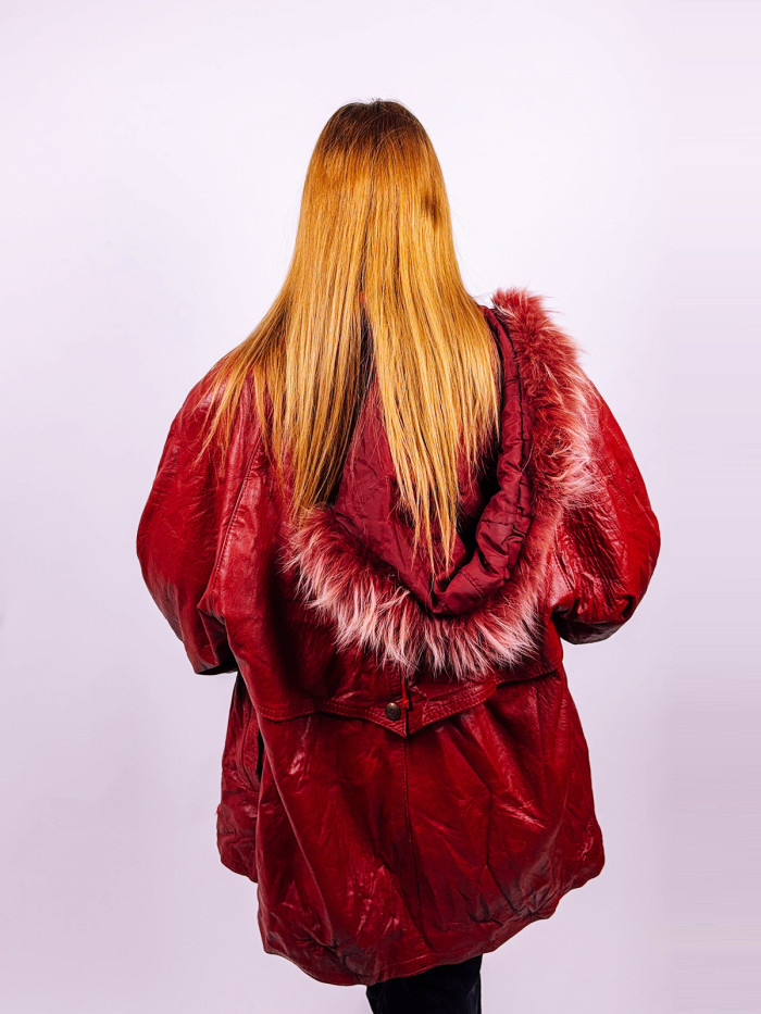 Vintage Leather Parka Red - UNI