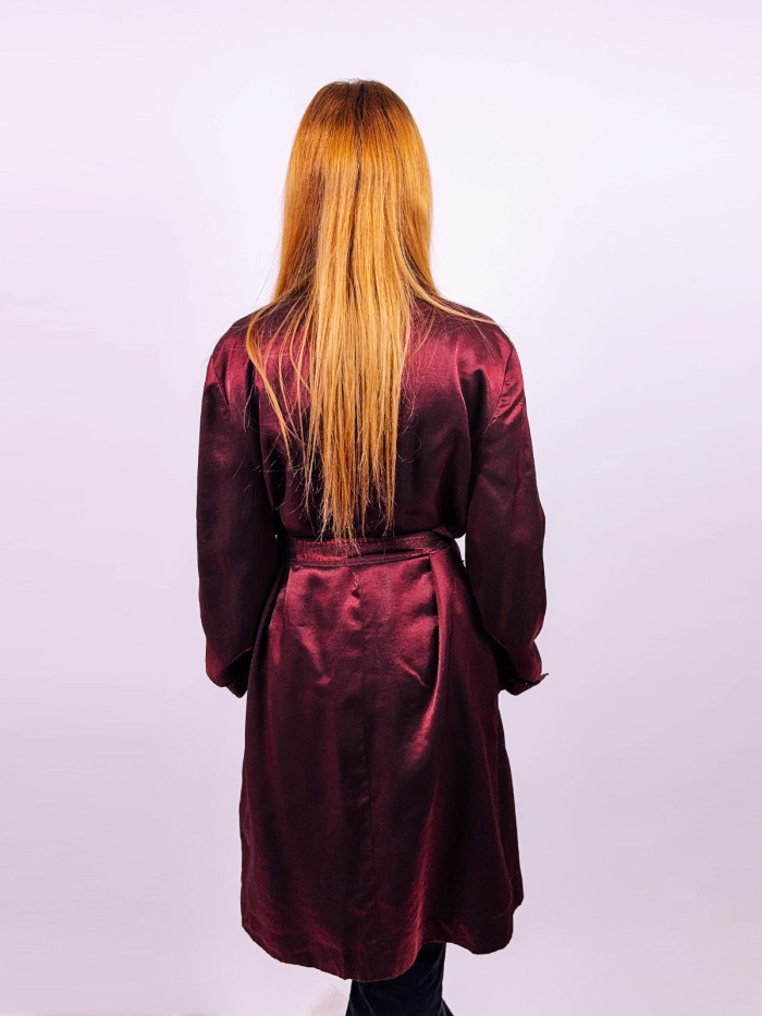 Burgundy Silk Trench coat - M
