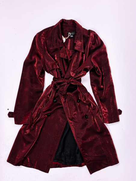 Burgundy Silk Trench coat - M