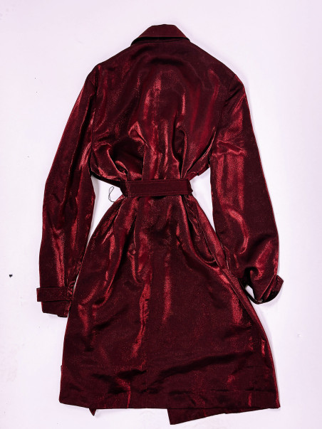 Burgundy Silk Trench coat - M
