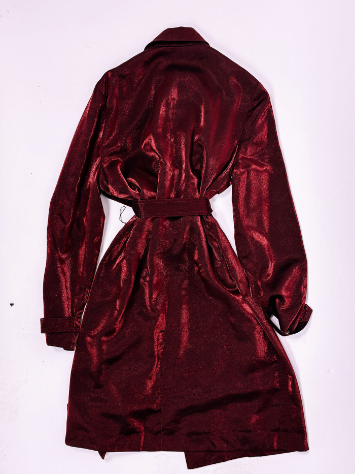 Burgundy Silk Trench coat - M