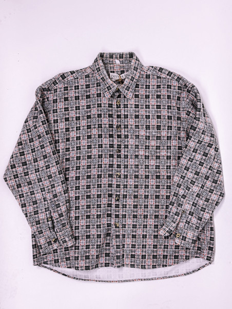 Vintage Patterned Flannel Shirt - XL