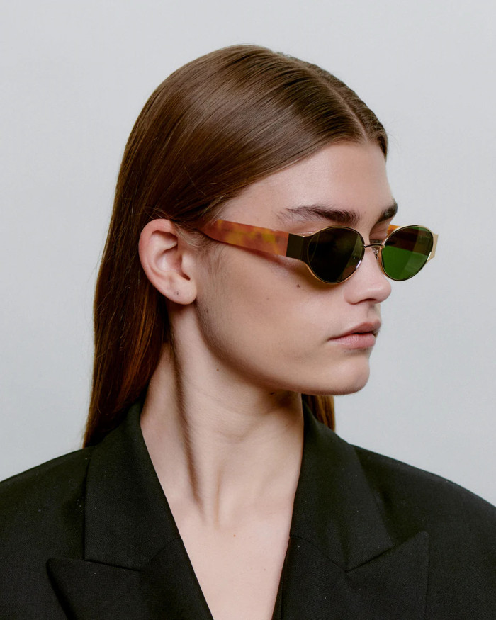 A. Kjaerbed Bella Gold Burnt Amber Sunglasses