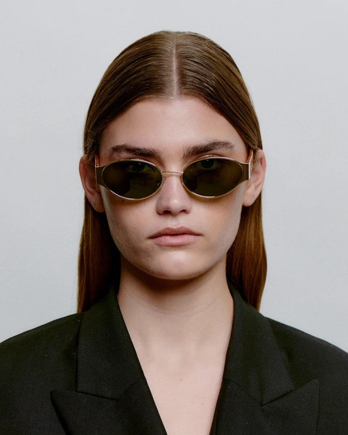 A. Kjaerbed Bella Gold Burnt Amber Sunglasses