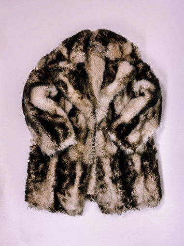 Vintage Faux Fur Coat Dom Mody – Two-Toned, Size M