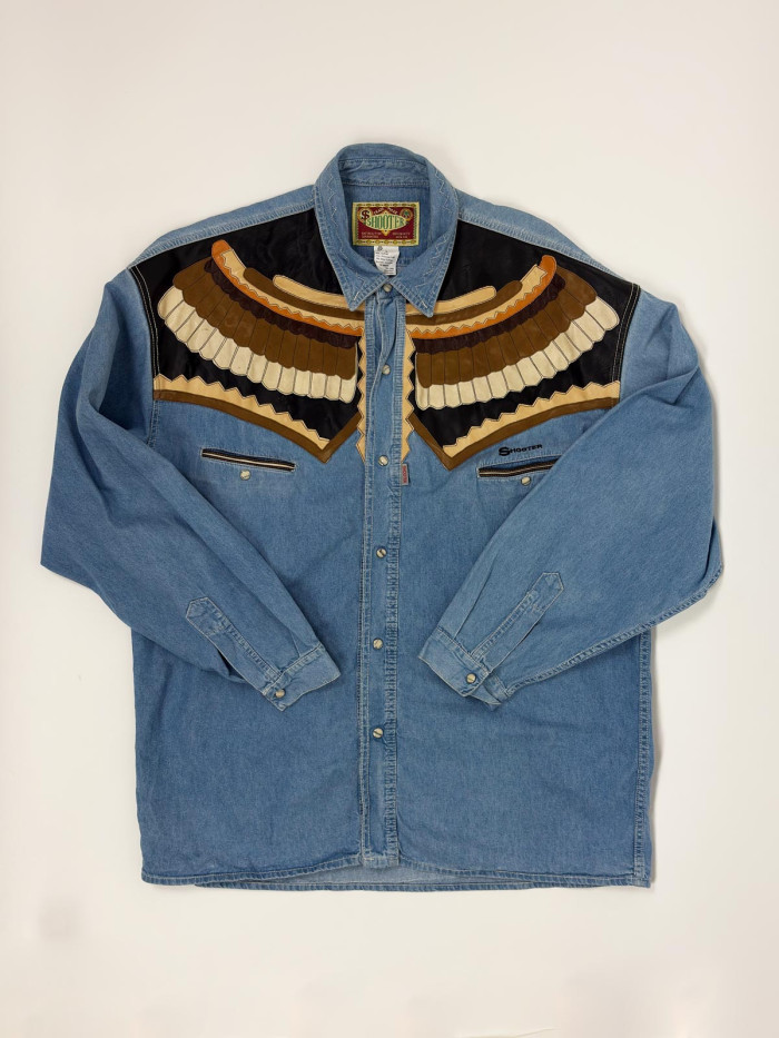 Vintage denimová "cowboy" košeľa Shooter - L