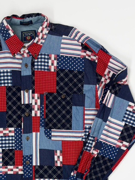 Vintage košeľa CHAPS – USA štýl, červená/modrá/biela - L