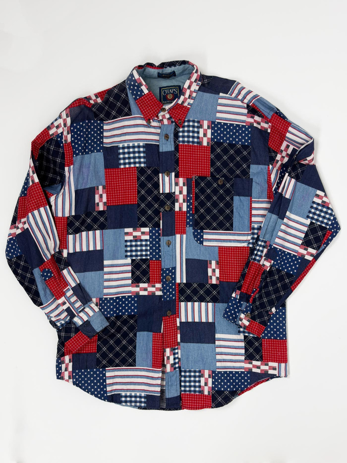 Vintage košeľa CHAPS – USA štýl, červená/modrá/biela - L